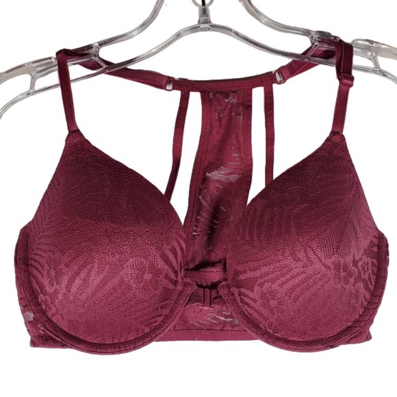 PINK Victoria's Secret Lightly Lined Front Closure Underwire Plunge T-back 32D - Picture 1 of 11